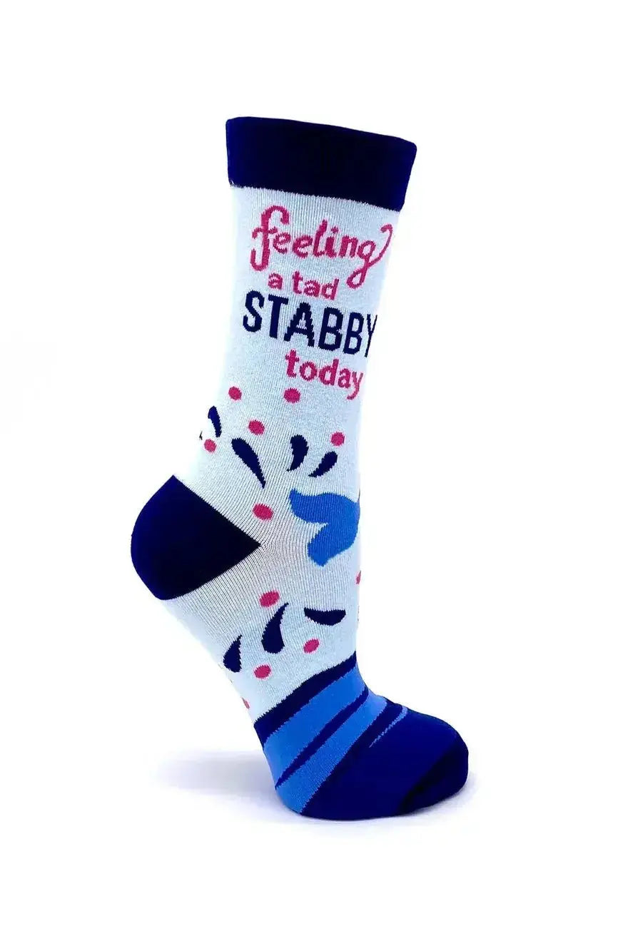 Tad Stabby Narwhal Socks: Funny Womens Crew Fabdaz Ziya Blue