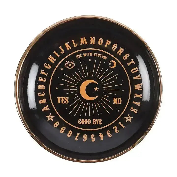 Talking Board Trinket Dish | Matte Black & Gold Jewelry Tray Something Different Ziya Blue