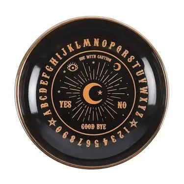 Talking Board Trinket Dish | Matte Black & Gold Jewelry Tray Something Different Ziya Blue