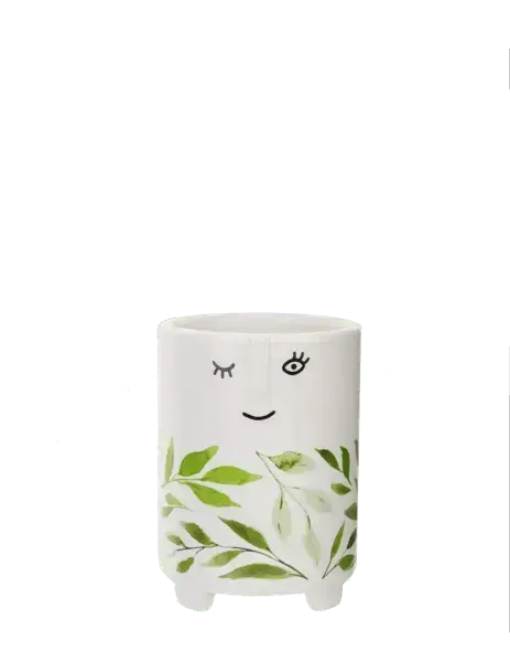 Tall Face Planter | Shop Modern Winking Ceramic Pots Ganz Ziya Blue