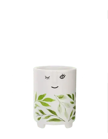 Tall Face Planter | Shop Modern Winking Ceramic Pots Ganz Ziya Blue