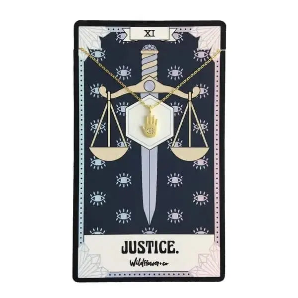 Tarot Card Necklace- Justice Sterling Silver Wildflower Co. Ziya Blue