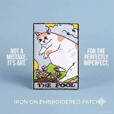 Tarot Patch | The Fool White Cat Embroidered Flair Ziya Blue Ziya Blue