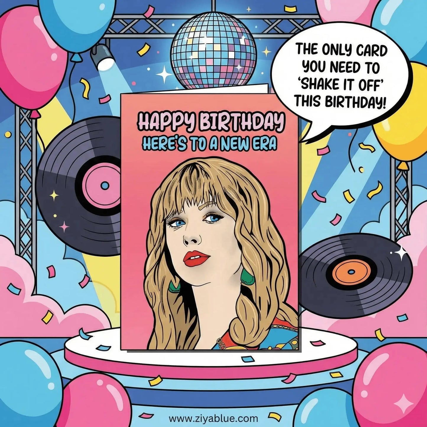 Taylor Swift Birthday Card: The Ultimate Swiftie Greeting Bite Your Granny Ziya Blue