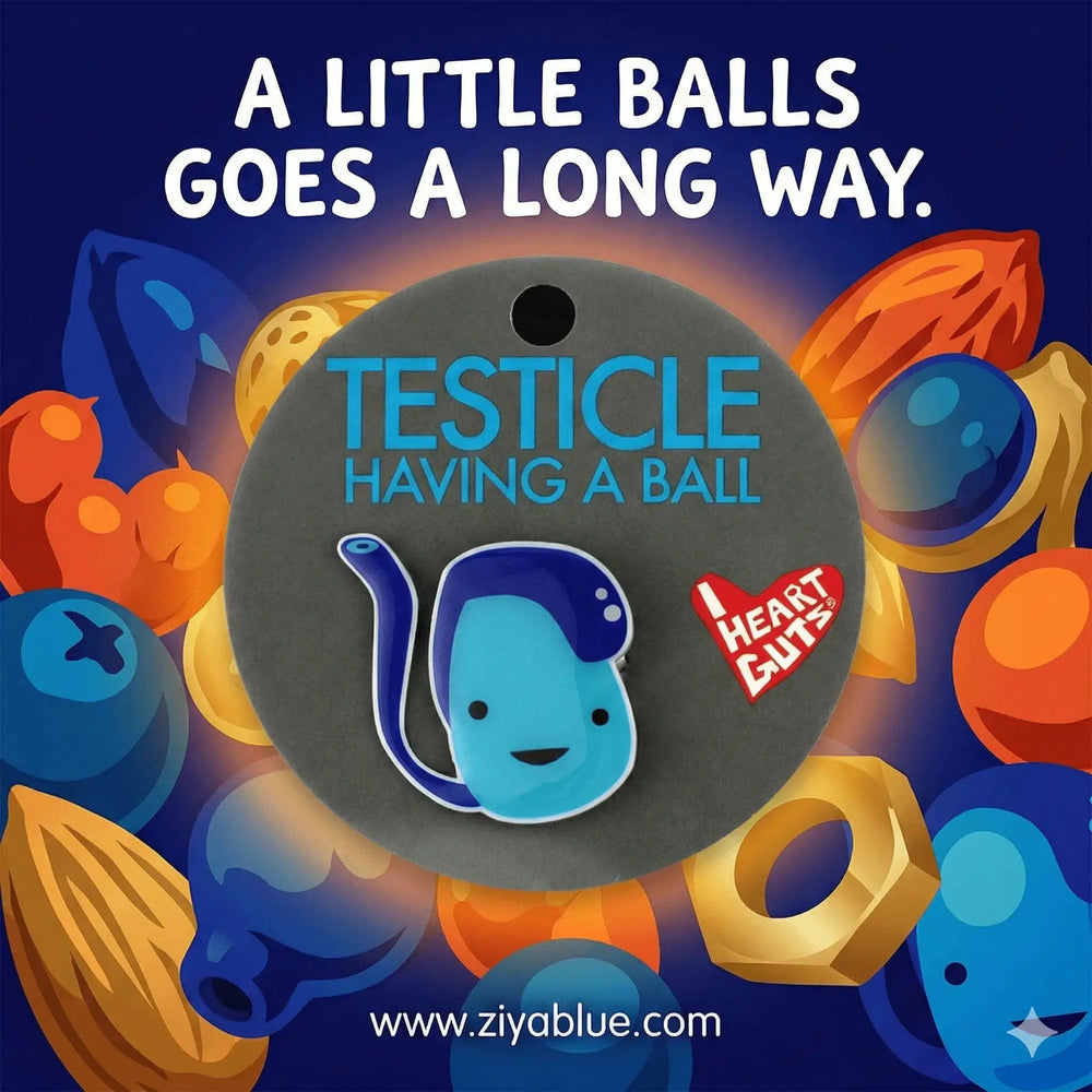 Testicle Pin | I Heart Guts "Having a Ball" Enamel Flair I Heart Guts Ziya Blue