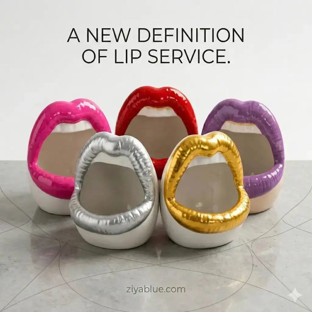 The Big Mouth Ashtray: Ceramic Multi-Color Smoking Holder Ziya Blue Ziya Blue