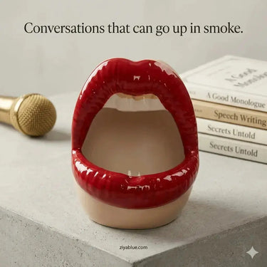 The Big Mouth Ashtray: Ceramic Multi-Color Smoking Holder Ziya Blue Ziya Blue
