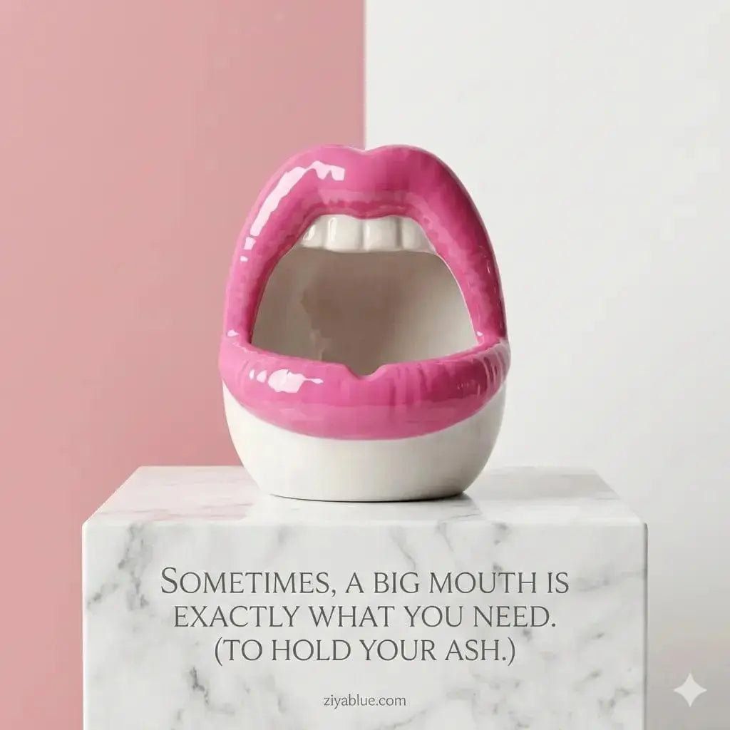 The Big Mouth Ashtray: Ceramic Multi-Color Smoking Holder Ziya Blue Ziya Blue
