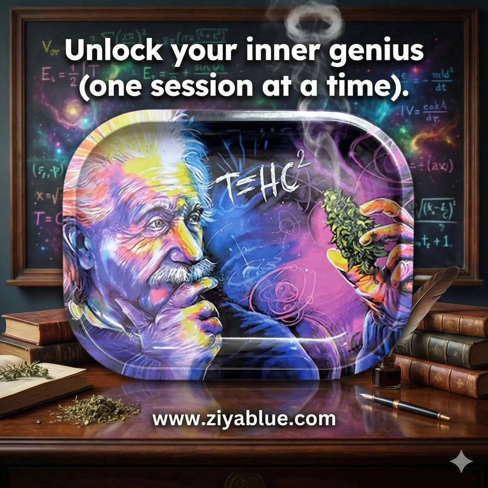 The Brilliant Genius Stoner Rolling Tray & Stash Tin Ziya Blue Ziya Blue