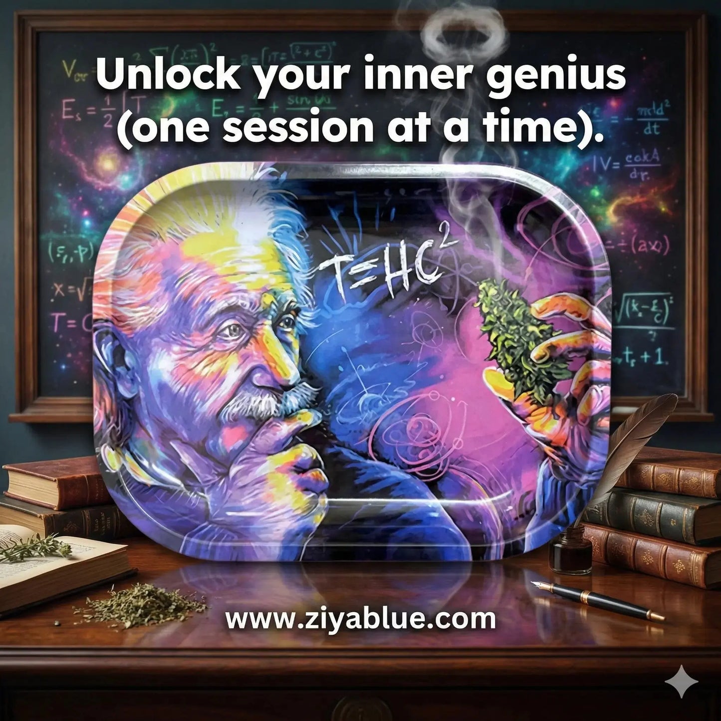 The Brilliant Genius Stoner Rolling Tray & Stash Tin Ziya Blue Ziya Blue