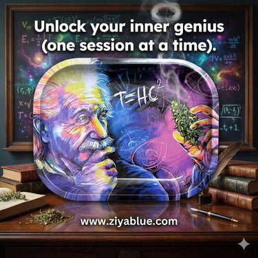 The Brilliant Genius Stoner Rolling Tray & Stash Tin Ziya Blue Ziya Blue