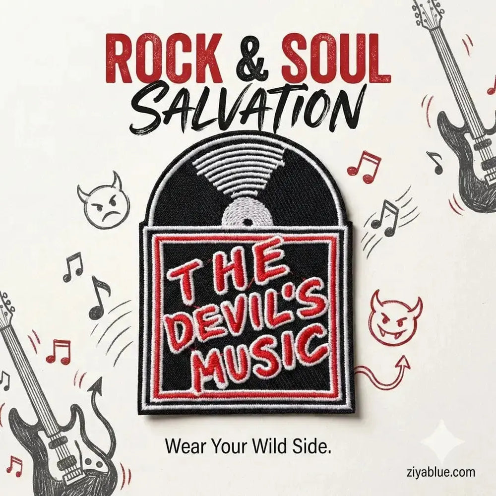 The Devil's Music Vinyl Record Patch for Rock Fans Ziya Blue Ziya Blue