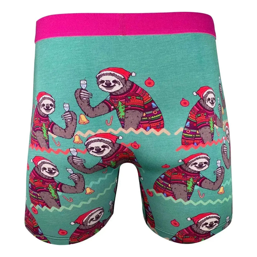 The Festive Men's Christmas Sloth Underwear Good Luck Sock Ziya Blue
