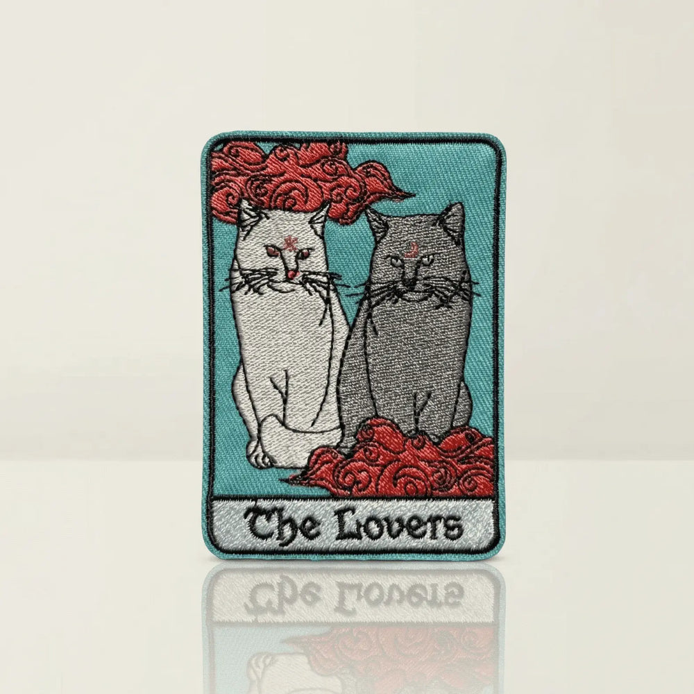 The Lovers Tarot Cat Iron-On Patch  Ziya Blue