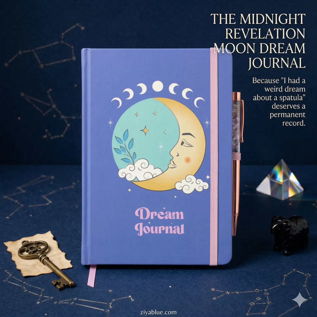 The Midnight Revelation Moon Dream Journal  Ziya Blue