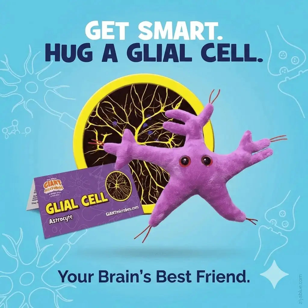 The Smartest GIANTmicrobes Glial Cell Plush for Science Nerds Giant Microbes Ziya Blue