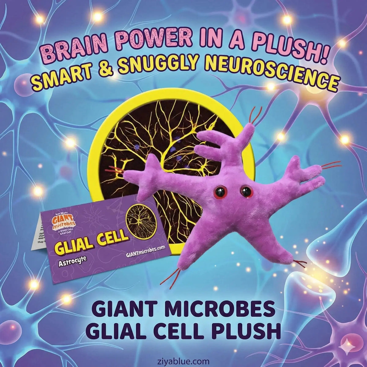 The Smartest GIANTmicrobes Glial Cell Plush for Science Nerds Giant Microbes Ziya Blue