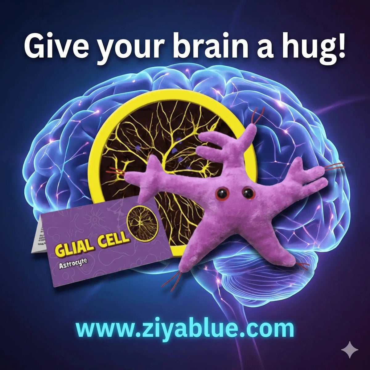The Smartest GIANTmicrobes Glial Cell Plush for Science Nerds Giant Microbes Ziya Blue