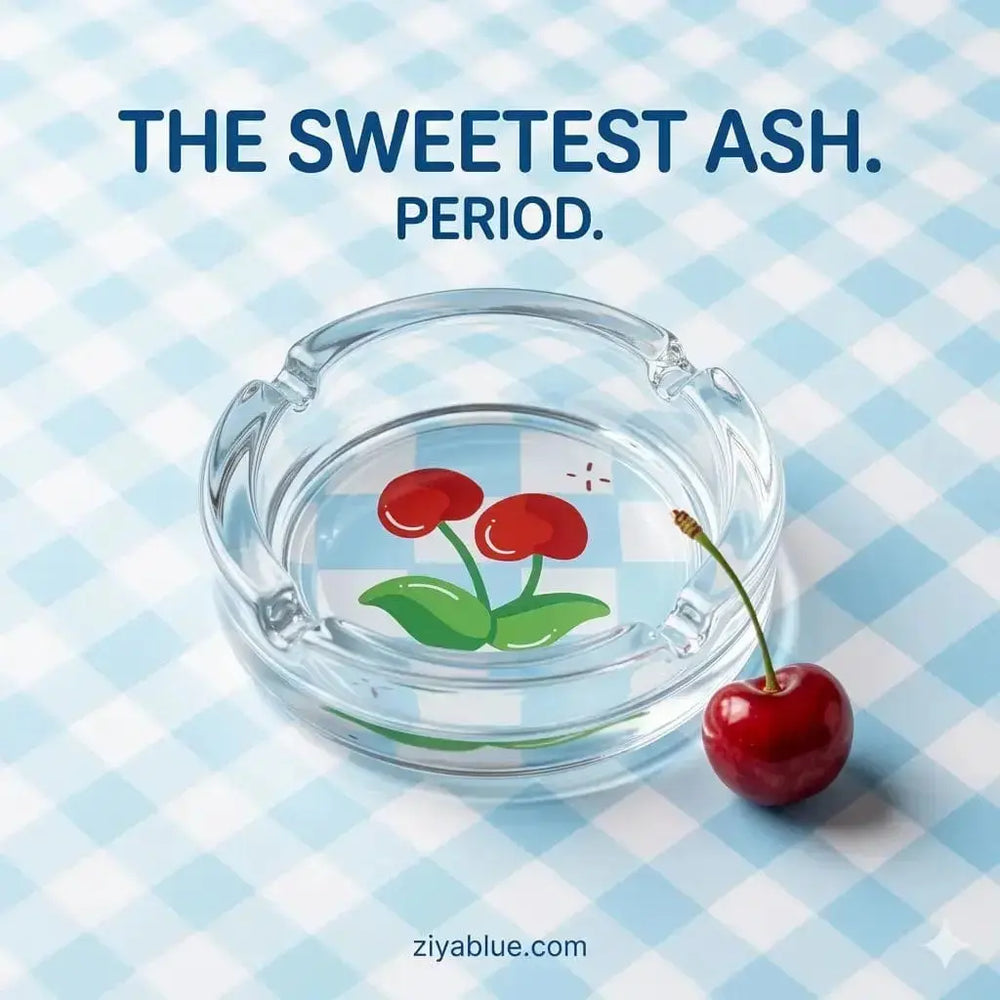 The Sweetest Ash: Cherry Pop Glass Ashtray Ziya Blue Ziya Blue