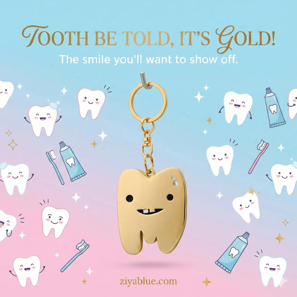 The Ultimate Gold Tooth Keychain for Your Keys Faire Ziya Blue