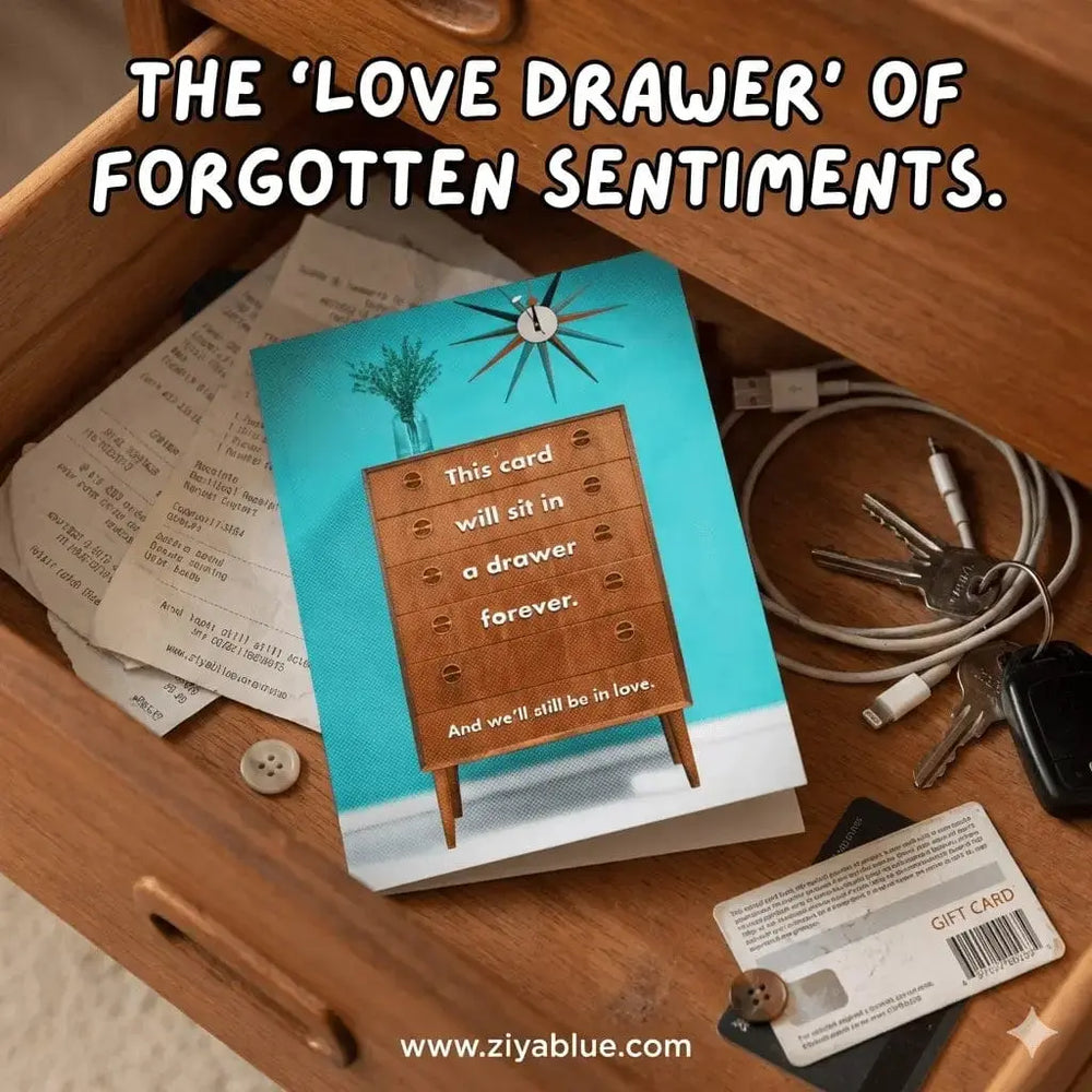 The "Drawer Forever" Funny Anniversary Card Bad Betty Greeting Co. Ziya Blue