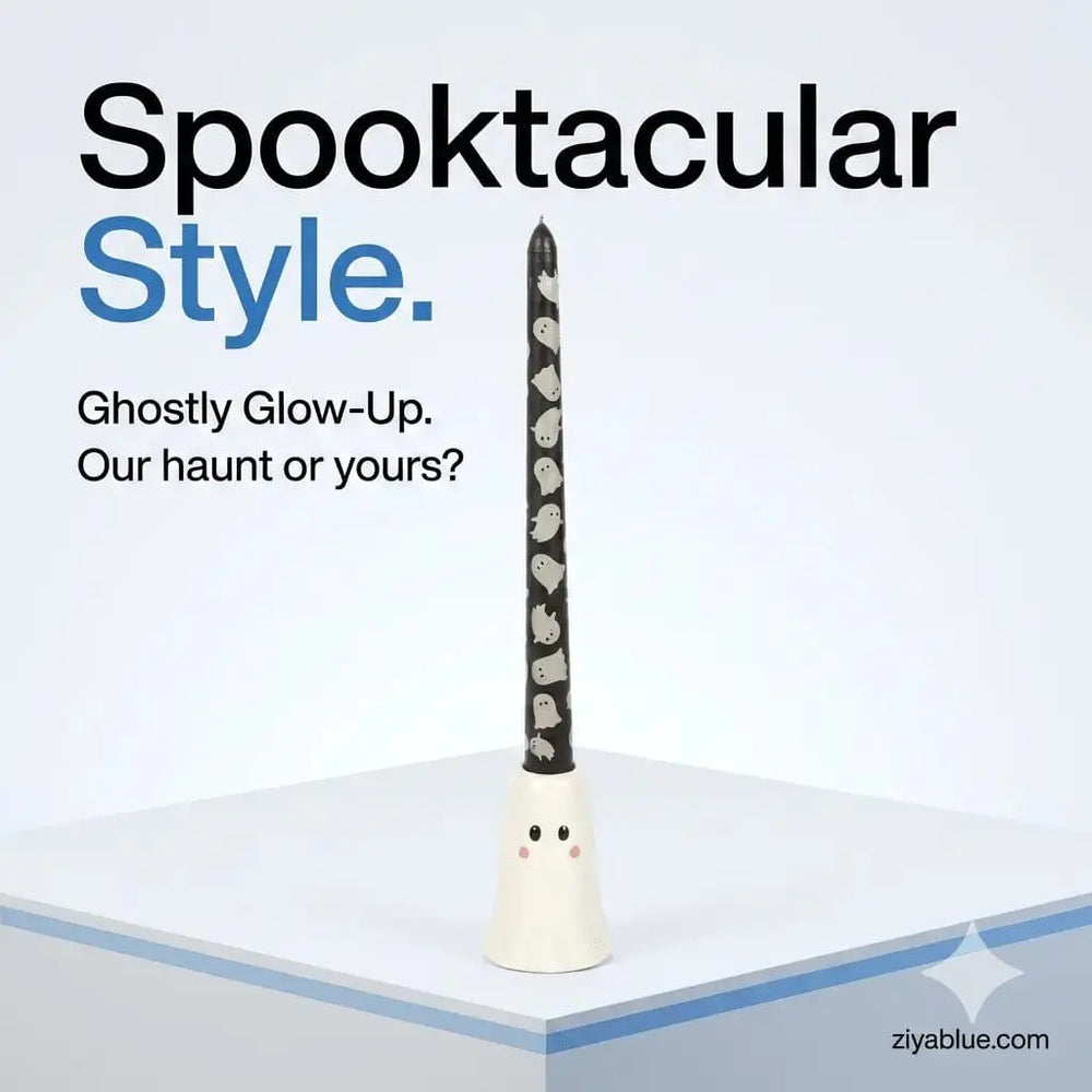 The "Glow-in-the-Dark" Sweet Ghost Candle Holder Something Different Ziya Blue