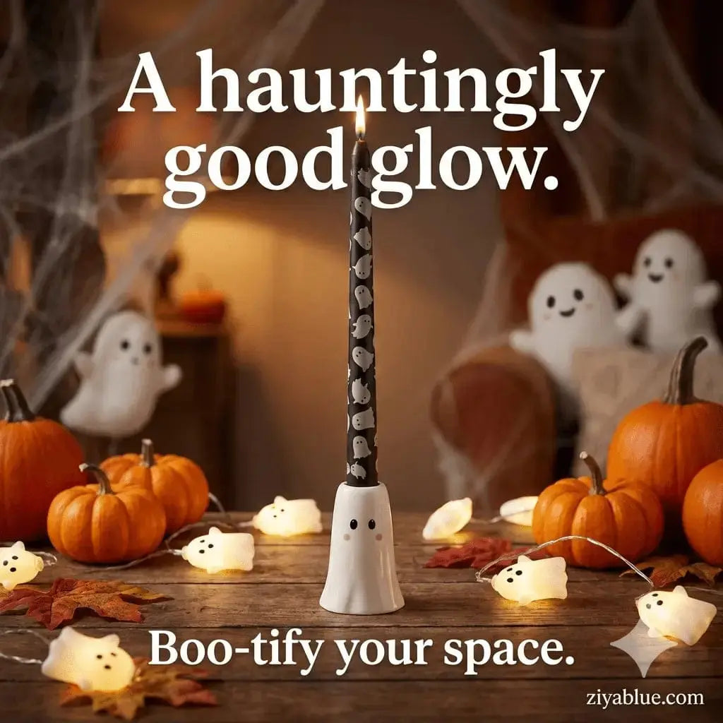 The "Glow-in-the-Dark" Sweet Ghost Candle Holder Something Different Ziya Blue