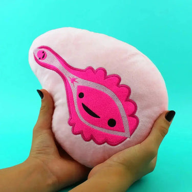 The "Happy Hoo-Ha" Vagina Plushie Zip Pouch I Heart Guts Ziya Blue