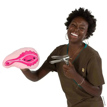 The "Happy Hoo-Ha" Vagina Plushie Zip Pouch I Heart Guts Ziya Blue