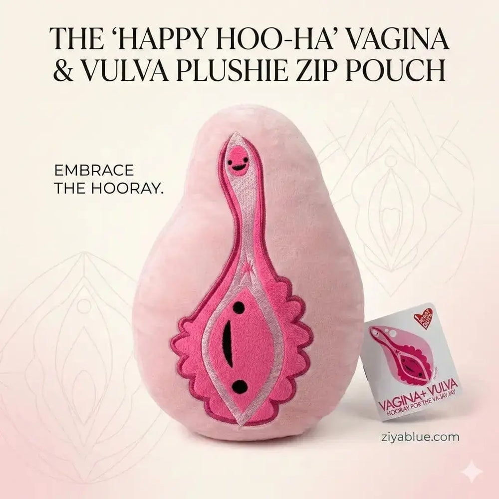 The "Happy Hoo-Ha" Vagina Plushie Zip Pouch I Heart Guts Ziya Blue