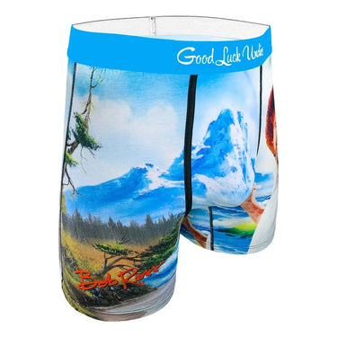 The "Happy Mountain" Men's Bob Ross Underwear Good Luck Sock Ziya Blue
