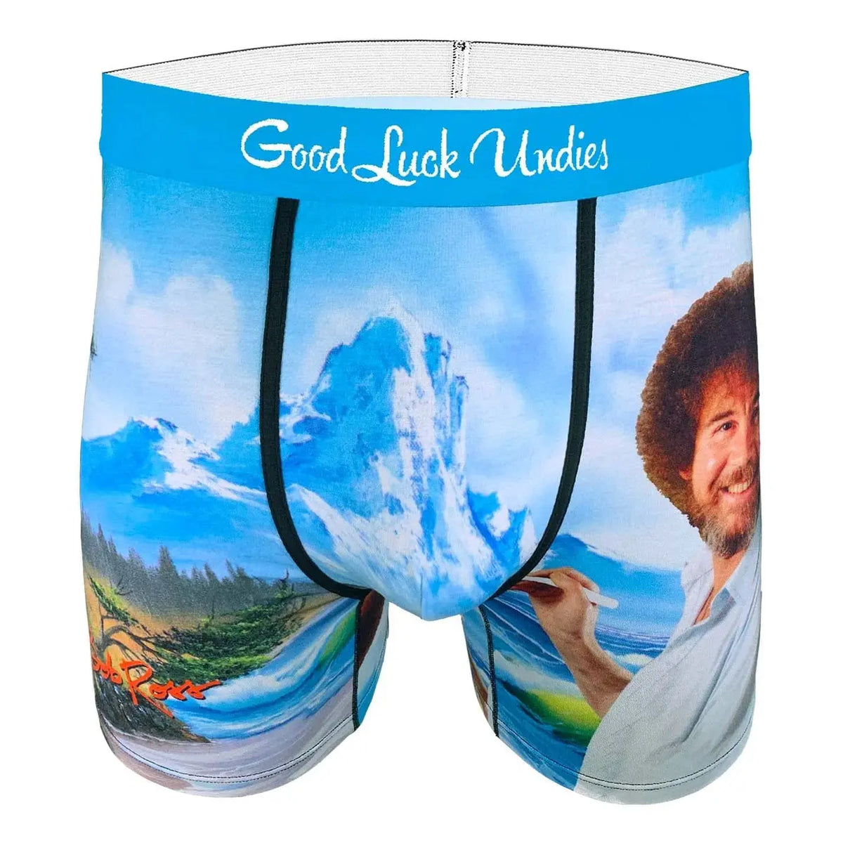 The "Happy Mountain" Men's Bob Ross Underwear Good Luck Sock Ziya Blue