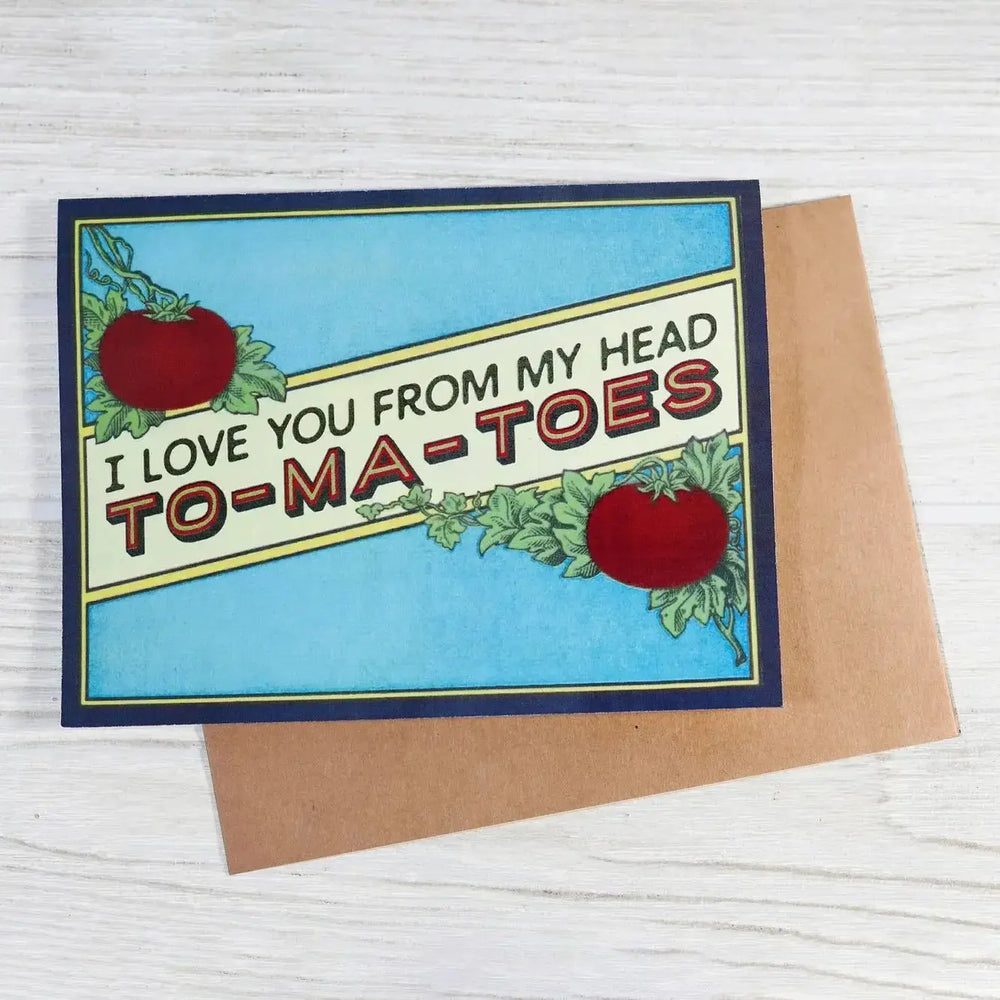 The "Head To-Ma-Toes" Funny Tomato Card Bad Betty Greeting Co. Ziya Blue