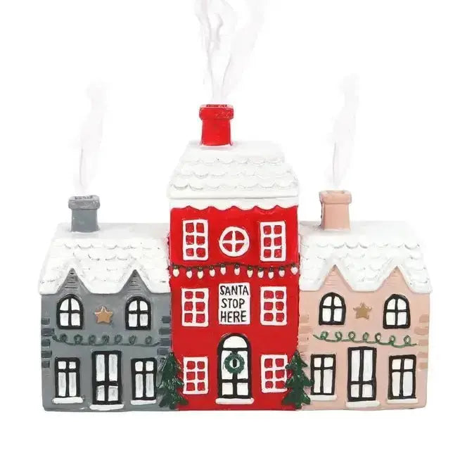 The "Snowy Hearth" Christmas Village Incense Holder Something Different Ziya Blue