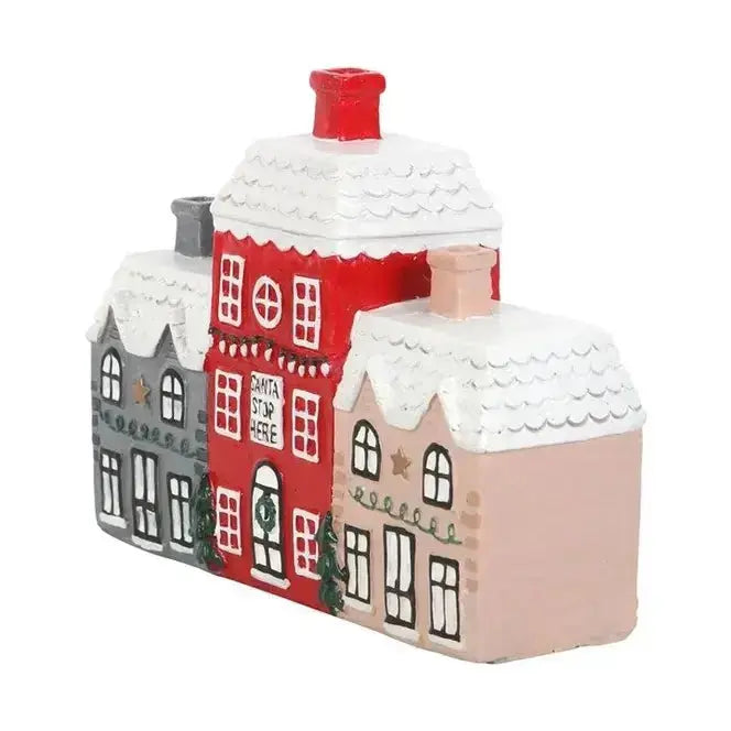 The "Snowy Hearth" Christmas Village Incense Holder Something Different Ziya Blue