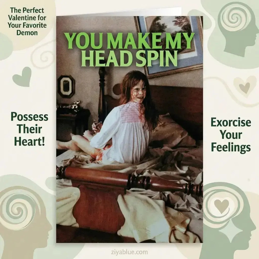 The "You Make My Head Spin" Sassy Greeting Card Shady Front Ziya Blue