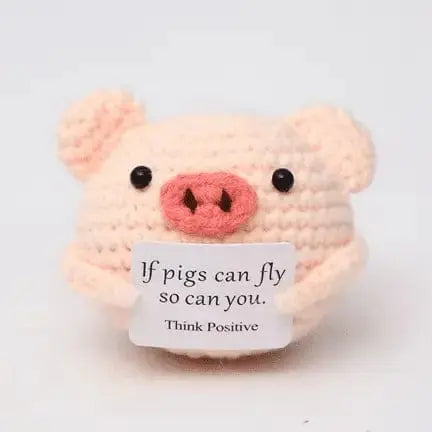 Think Positive Pig Crochet: Buy Cute Cheerful Toy Decor Now! Ziya Blue Ziya Blue