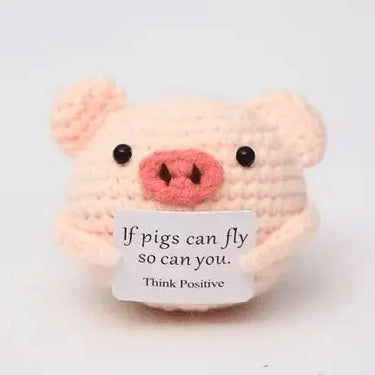 Think Positive Pig Crochet: Buy Cute Cheerful Toy Decor Now! Ziya Blue Ziya Blue