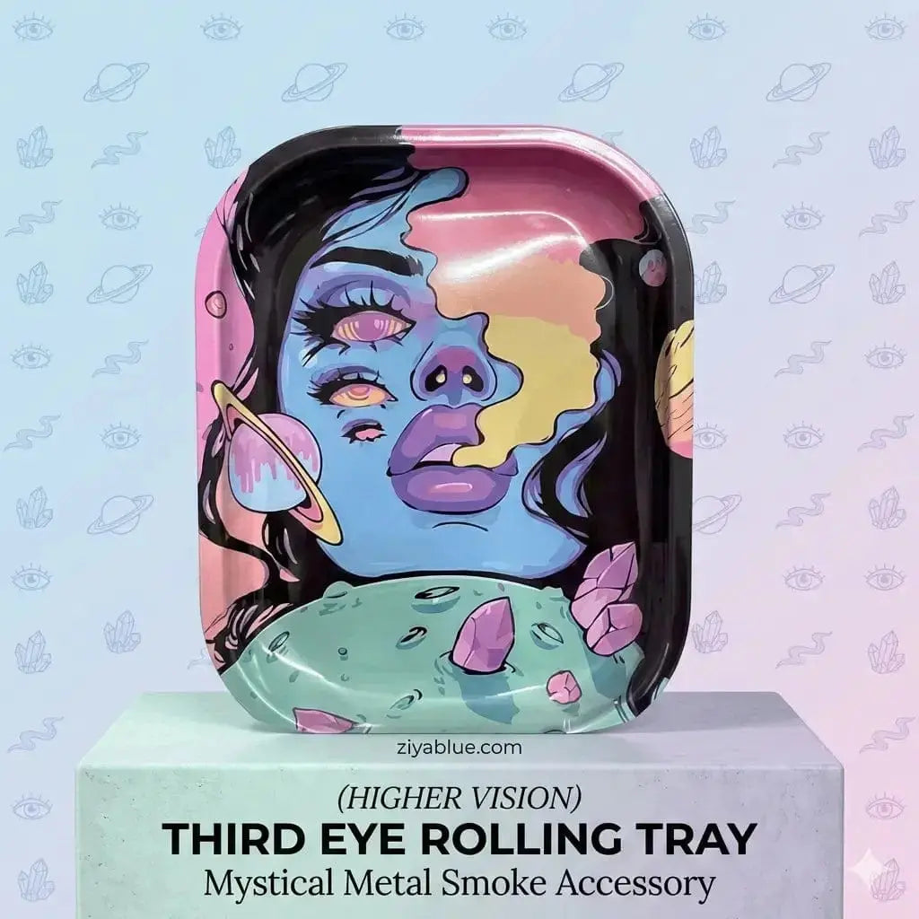 Third Eye Rolling Tray – Mystical Metal Smoke Accessory (Higher Vision) Ziya Blue Ziya Blue