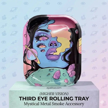 Third Eye Rolling Tray – Mystical Metal Smoke Accessory (Higher Vision) Ziya Blue Ziya Blue