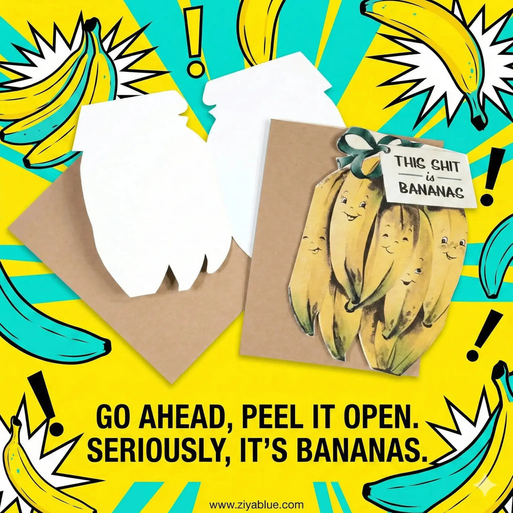 "This Sh*t is Bananas" Funny Chaos Greeting Card Bad Betty Greeting Co. Ziya Blue