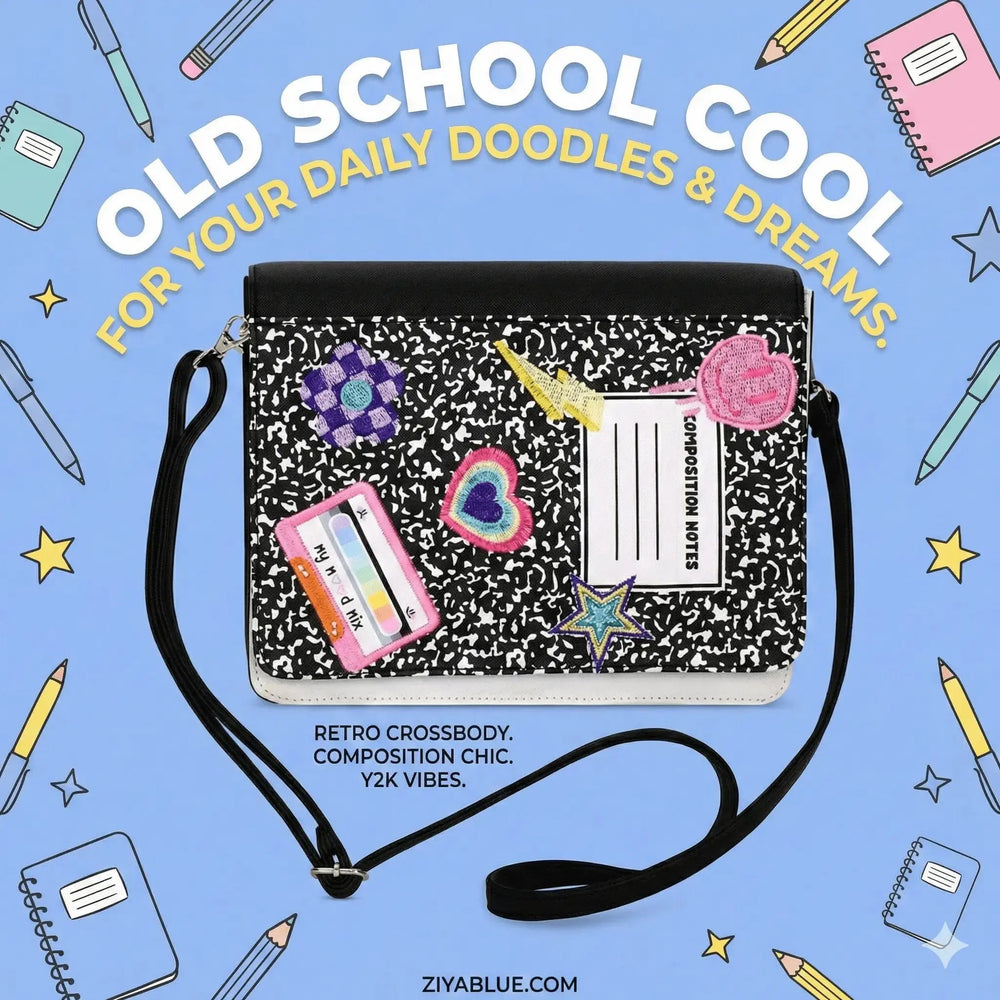 Throwback Mix Crossbody Bag | Retro 90s Faux-Leather Purse Iscream Ziya Blue