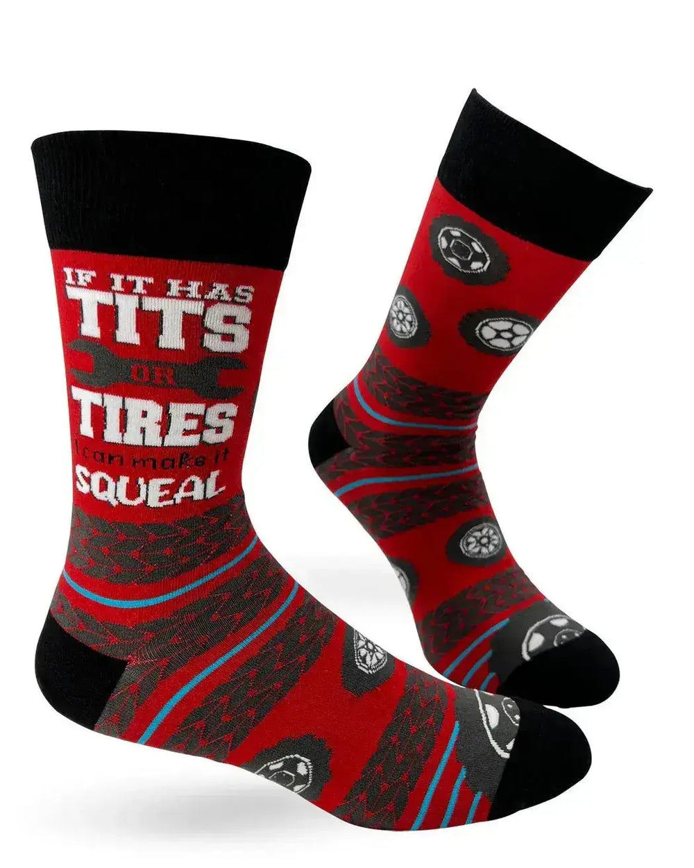 Tits Or Tires Socks: Mens Novelty Crew Fabdaz Ziya Blue