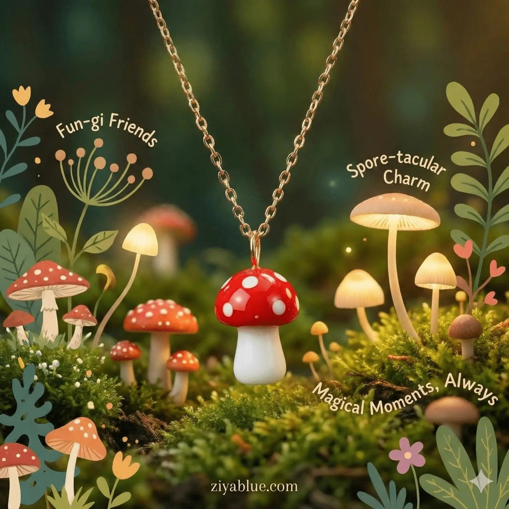Toadstool Necklace Card: Wearable Magic Something Different Ziya Blue