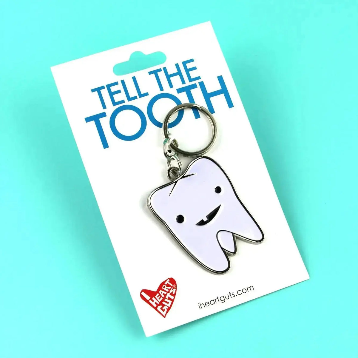 Tooth Keychain: Funny Dental Charm I Heart Guts Ziya Blue