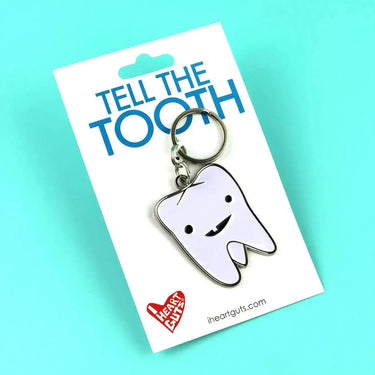 Tooth Keychain: Funny Dental Charm I Heart Guts Ziya Blue