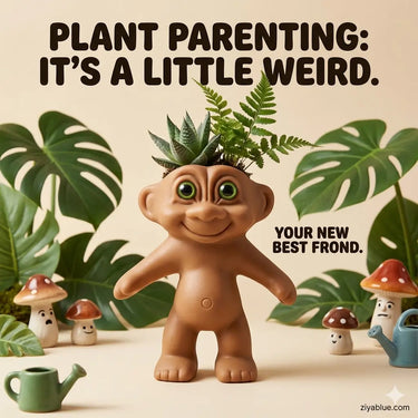 Troll Doll Planter - 6" Retro Succulent Pot & Whimsical Decor  Ziya Blue