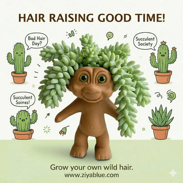 Troll Doll Planter - 6" Retro Succulent Pot & Whimsical Decor Ziya Blue Ziya Blue