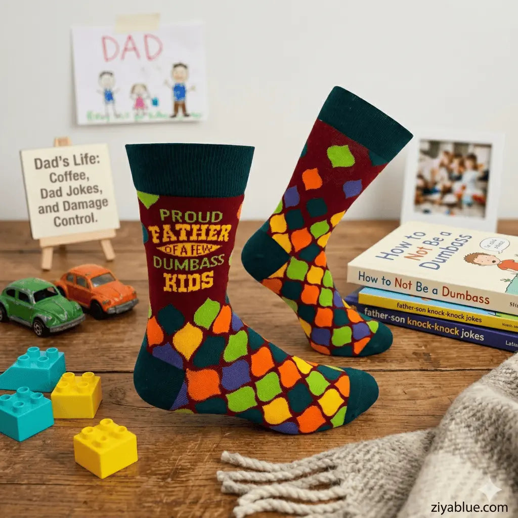 Ultimate Dad Joke: Men's Proud Father Socks Fabdaz Ziya Blue