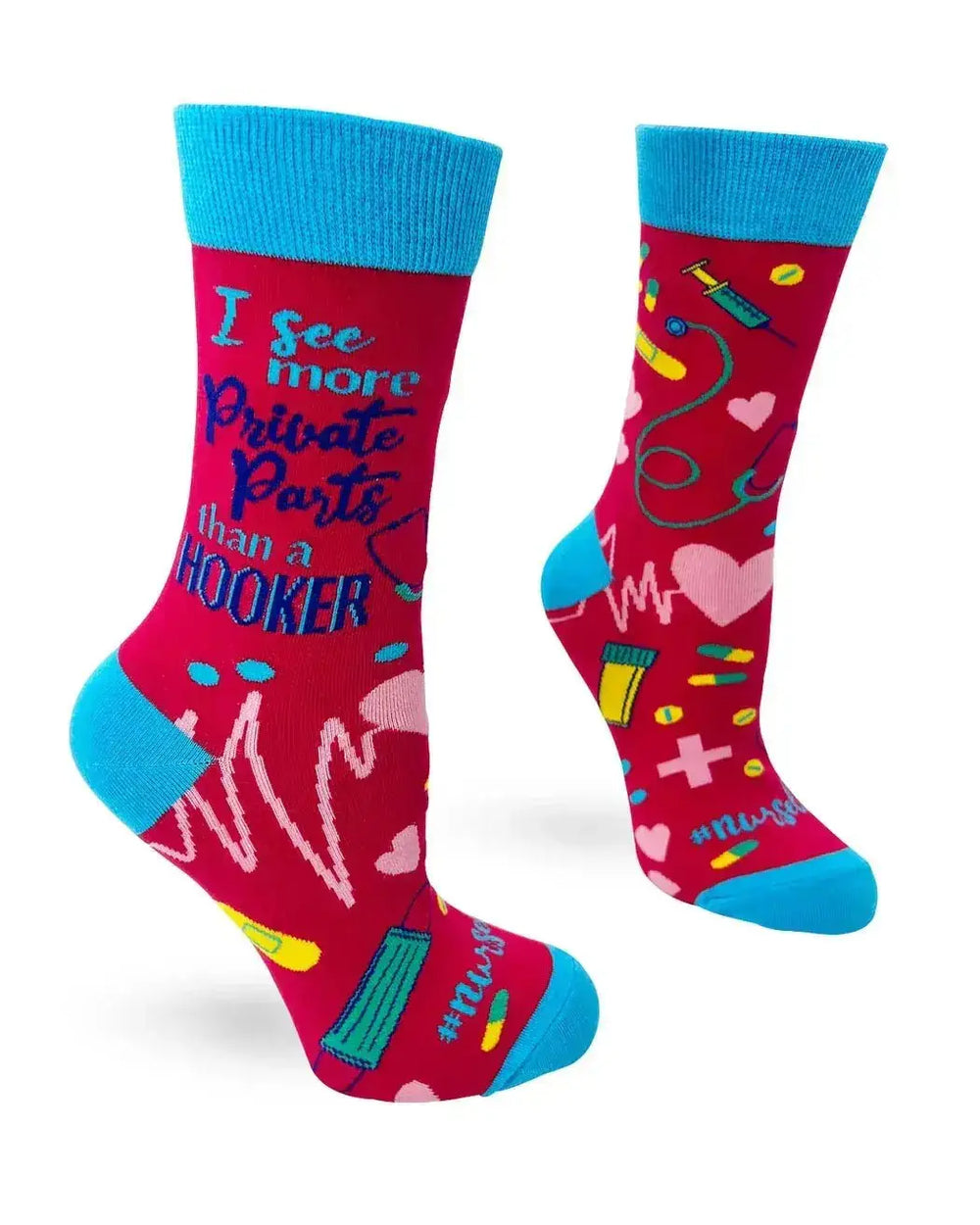 Ultimate Medical Humor: Women's Private Parts Nurse Socks Fabdaz Ziya Blue
